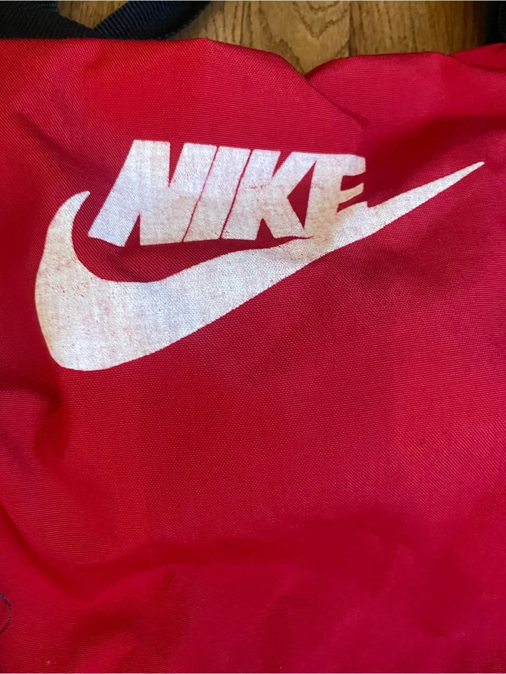 Vintage Made in USA Nike Red Duffel Bag Weekender Spell-out Black Handles